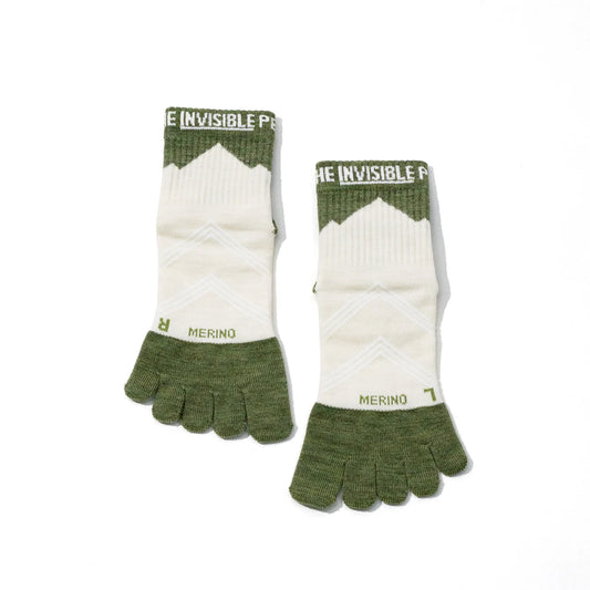Invisible Merino 5 Toe Performance Targeted Cushion Mid Crew Trail Socks