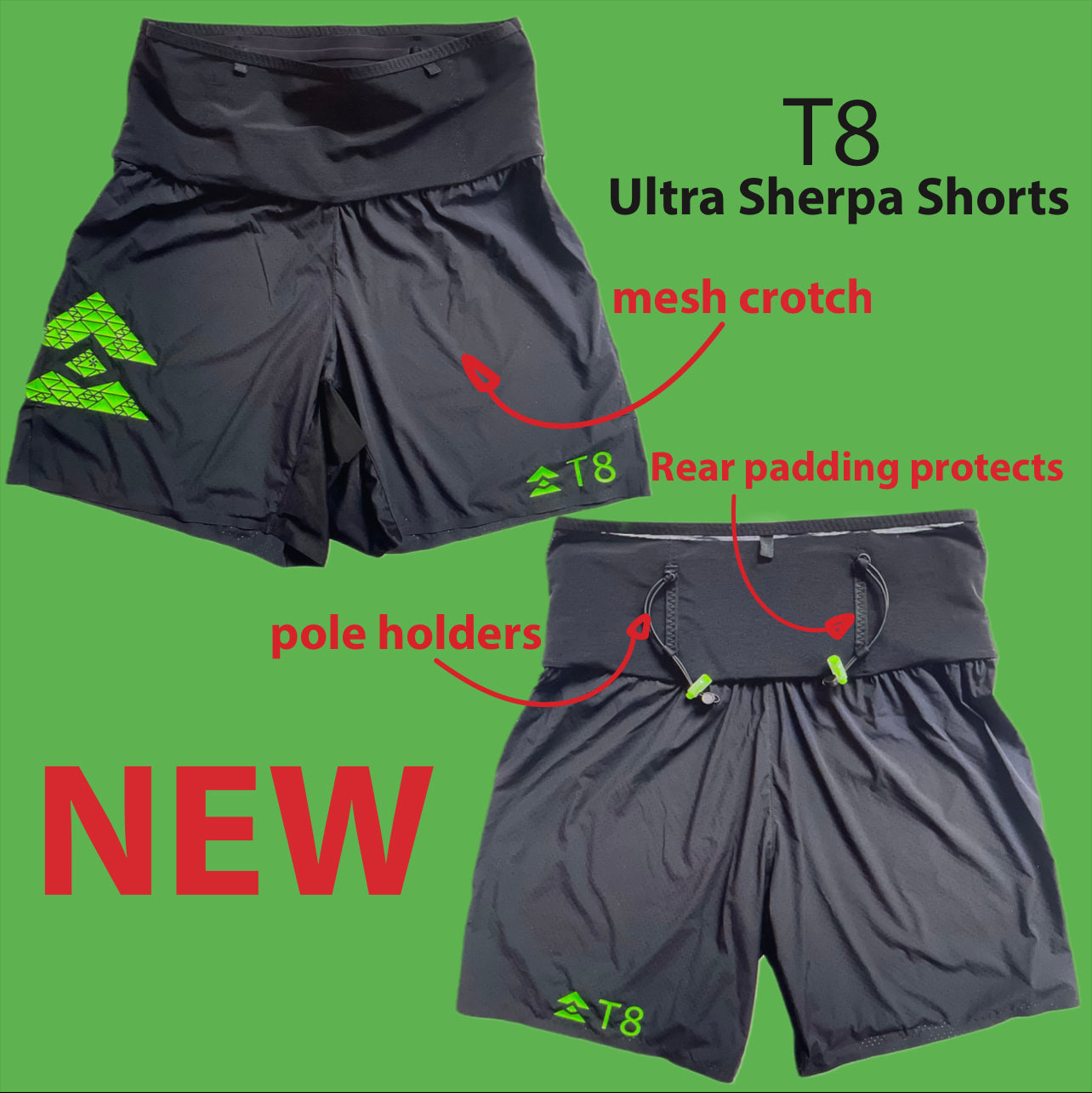 T8 ULTRA SHERPA UNISEX SHORTS (with pole holders)